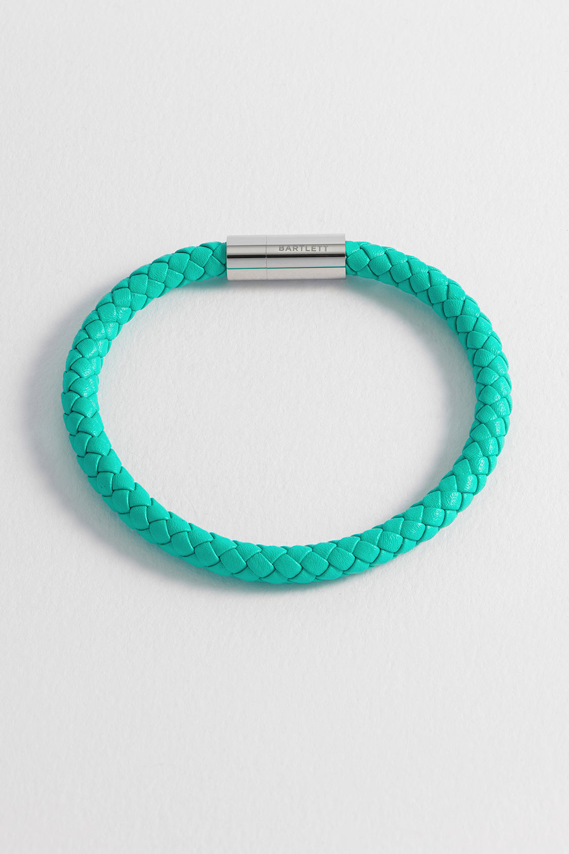 Men's Stainless Steel Turquoise Leather Single Plaited Wrap