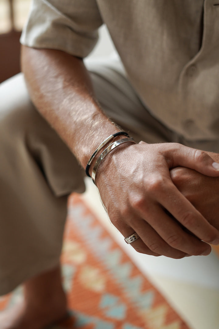 Men's Black Cord Tag Bracelet