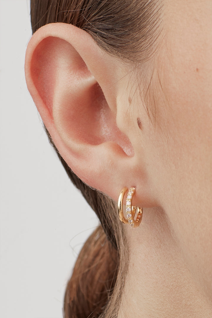 Double Hoop Illusion Pave Earrings