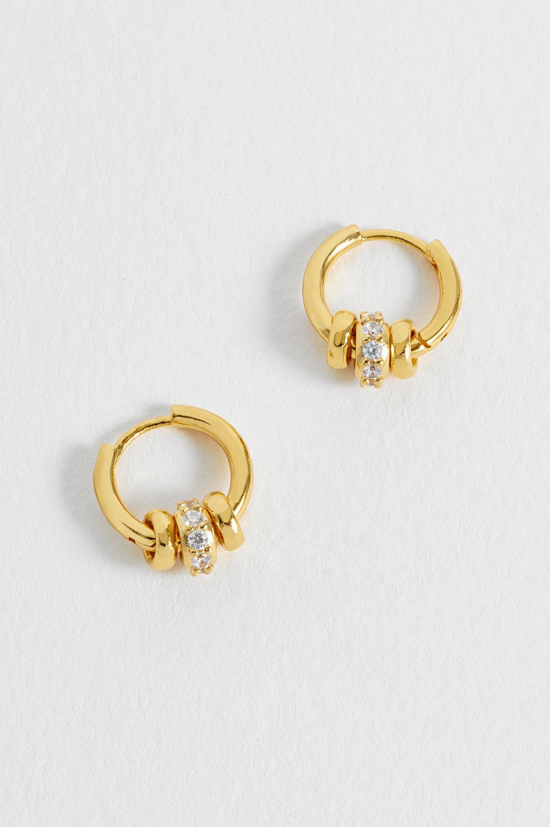 Gold Plated Triple Disc CZ Hoop Earrings | Estella Bartlett