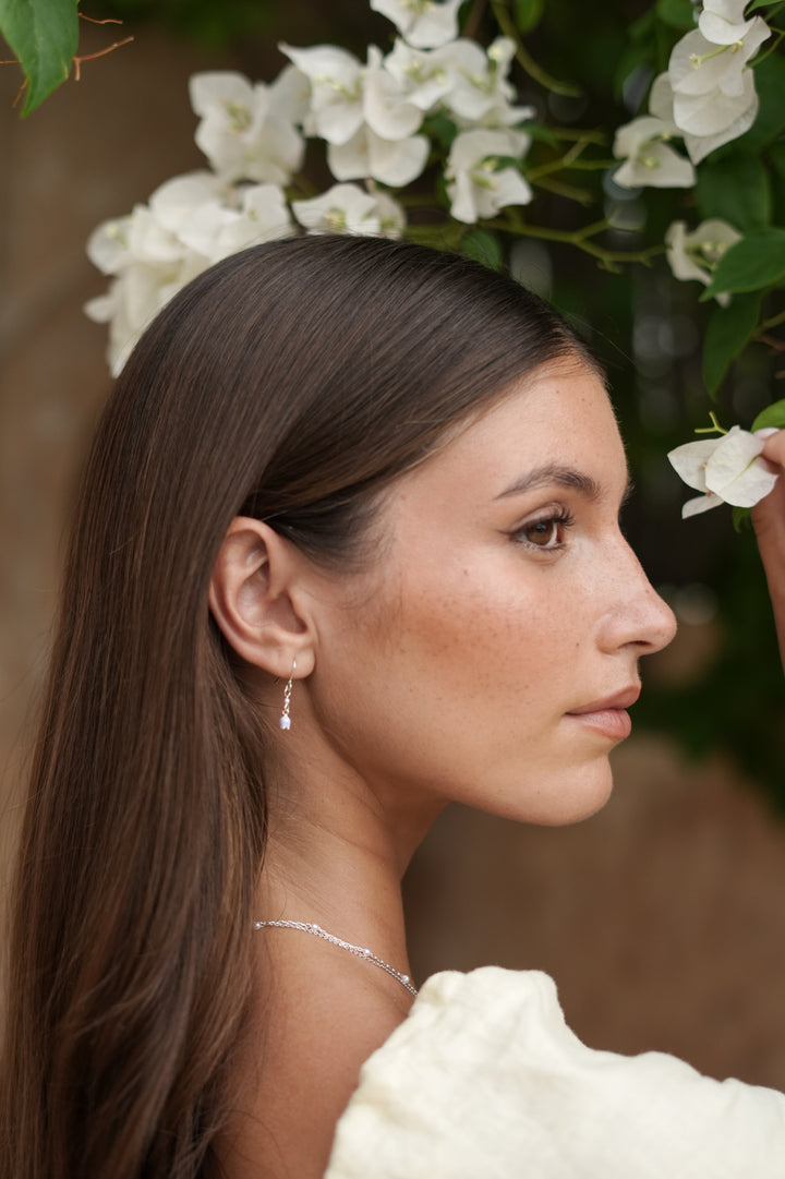 Bluebell and Pearl Hook Earrings