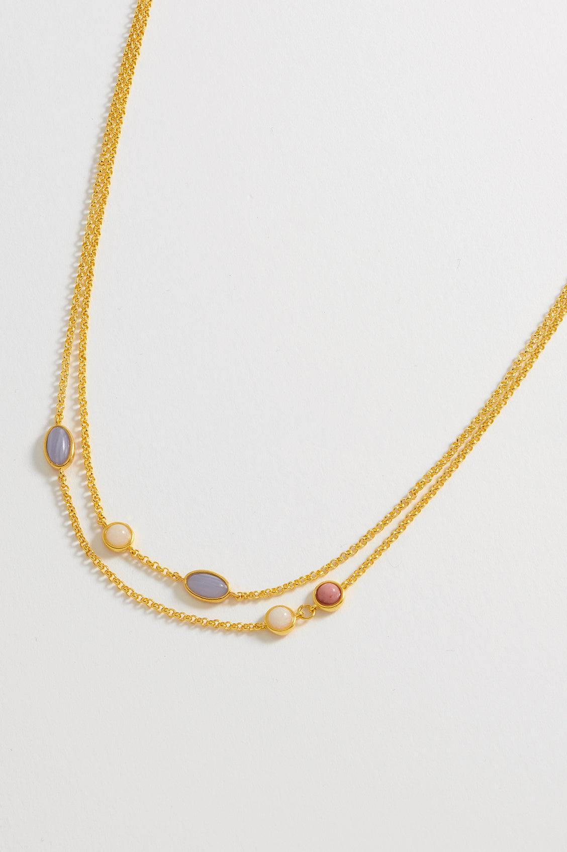 Estella Bartlett Gold Plated Multi Gemstone Double Chain Necklace
