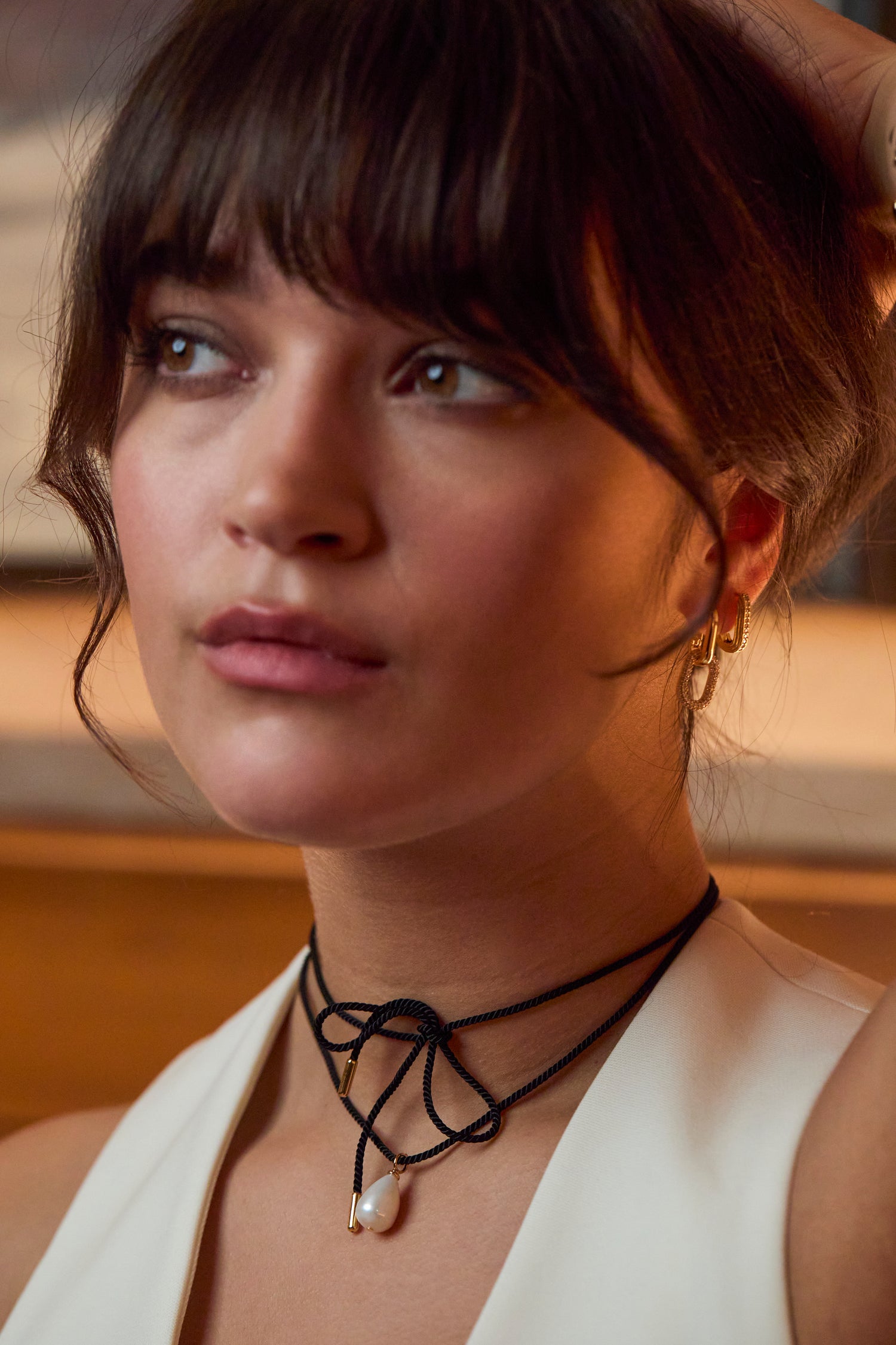 Pearl Drop Cord Necklace