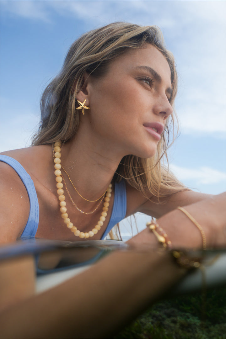 Chunky Yellow Quartz T-Bar Necklace