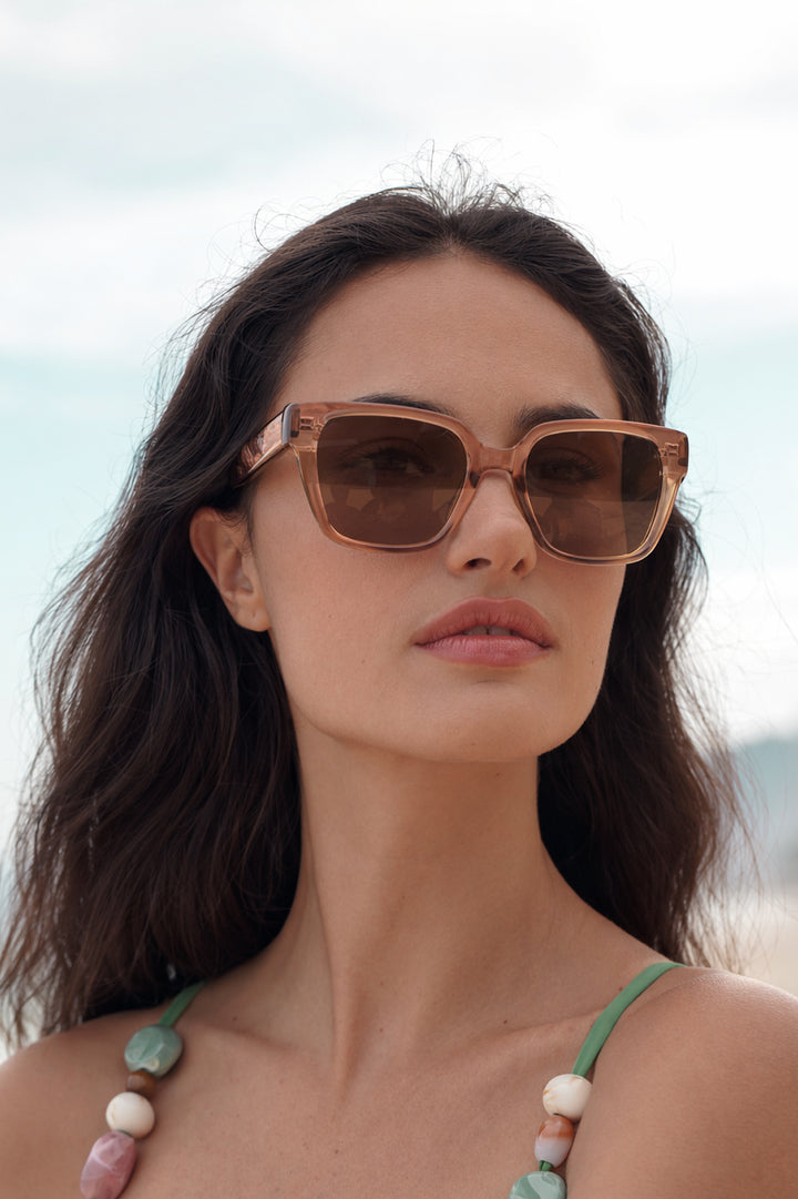 Transparent Champagne Milan Square Women’s Sunglasses