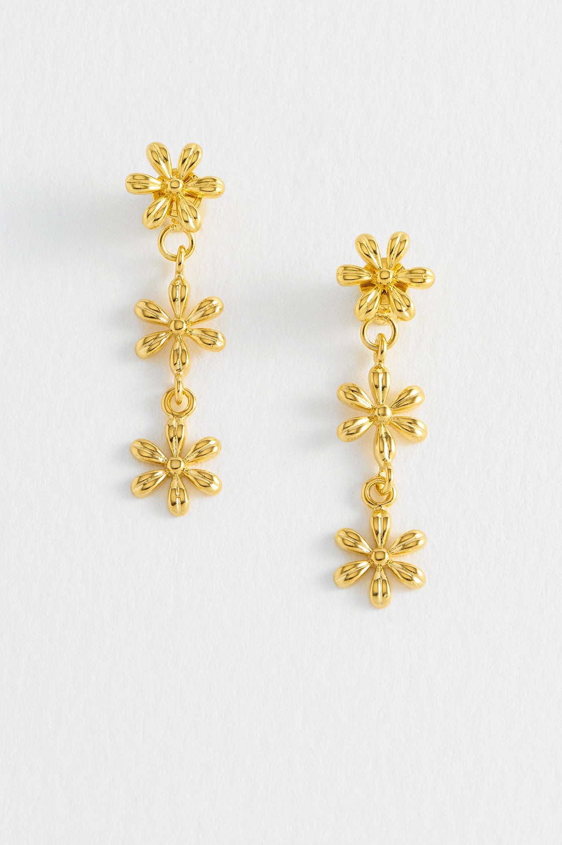 Estella Bartlett | Gold Plated Triple Flower Drop Front Back Earrings