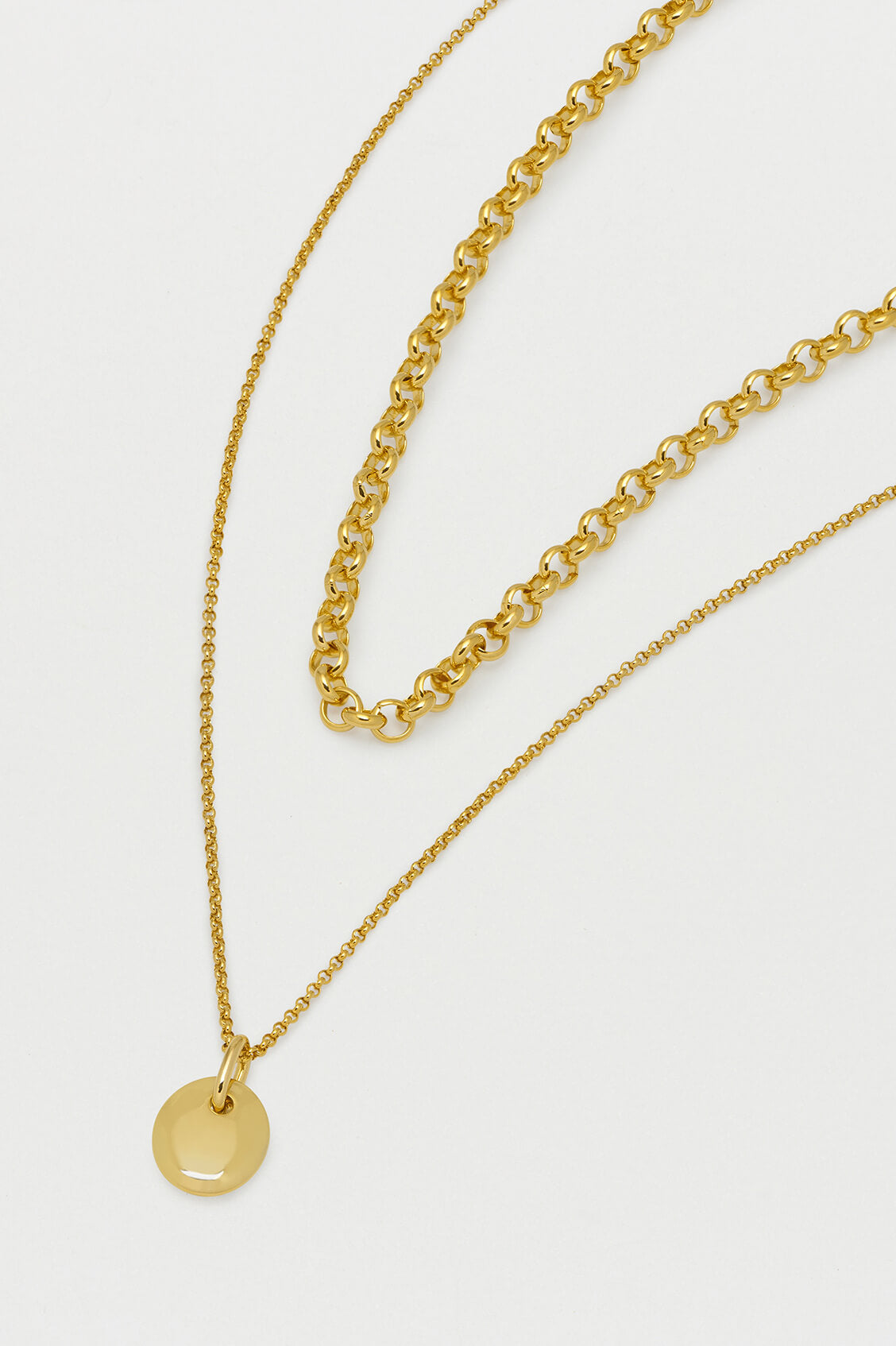 Double Layer Chain Pebble Pendant Necklace