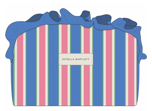 Blue Stripe Frill Wash Bag