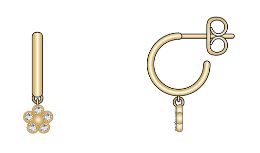 CZ Flower Hoop Earrings