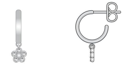 CZ Flower Hoop Earrings
