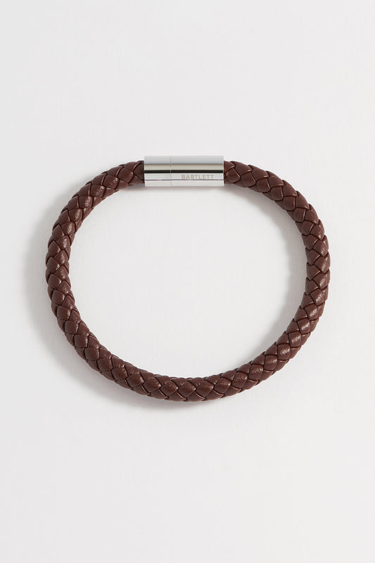 Mens Leather Single Plaited Bracelet