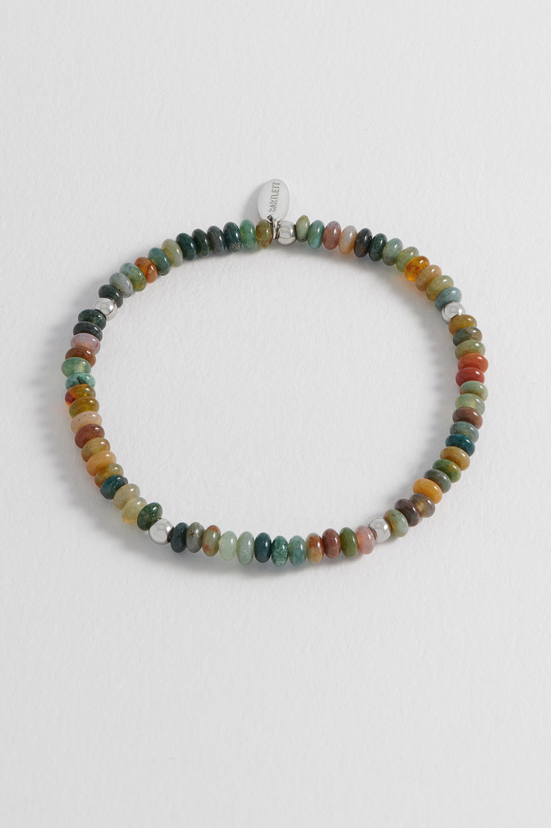 Mens Gemstone Stretch Disc Bracelet