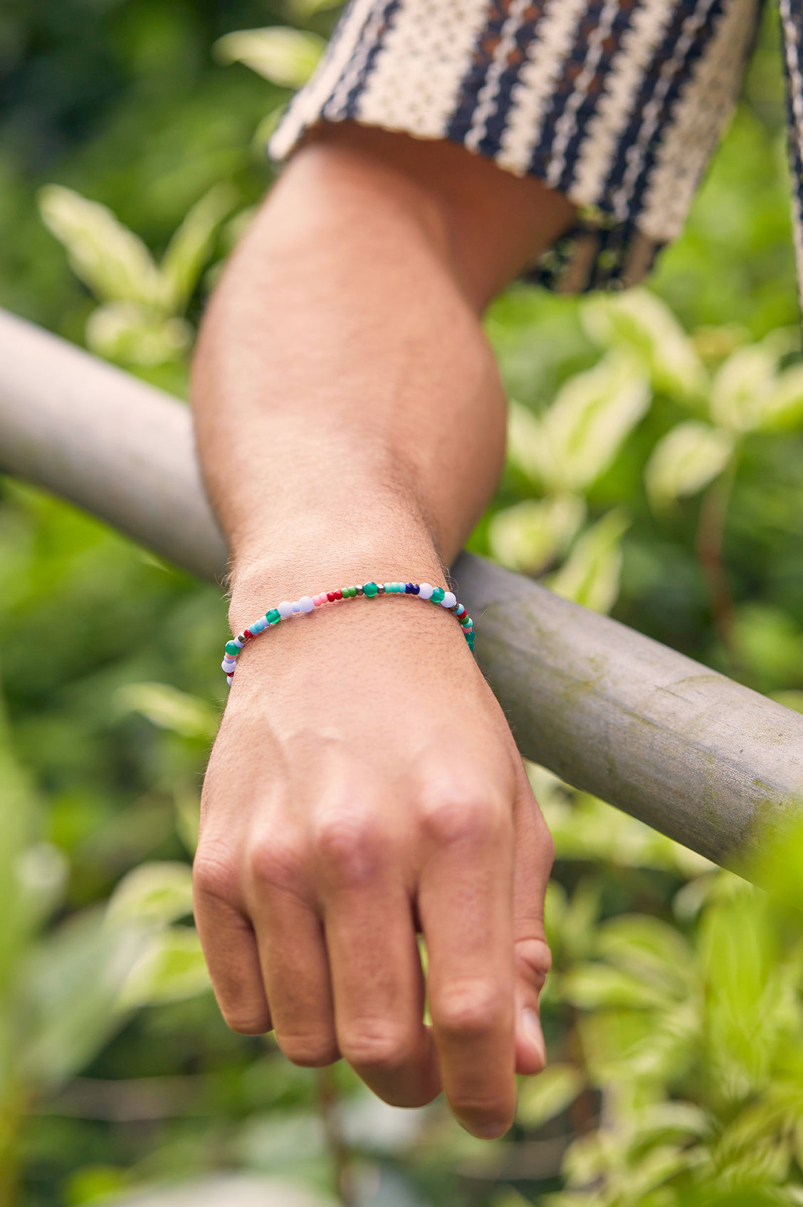 Mens Mixed Bead Stretch Bracelet