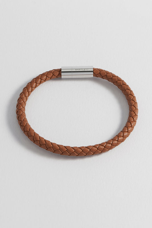 Mens Leather Single Plaited Bracelet