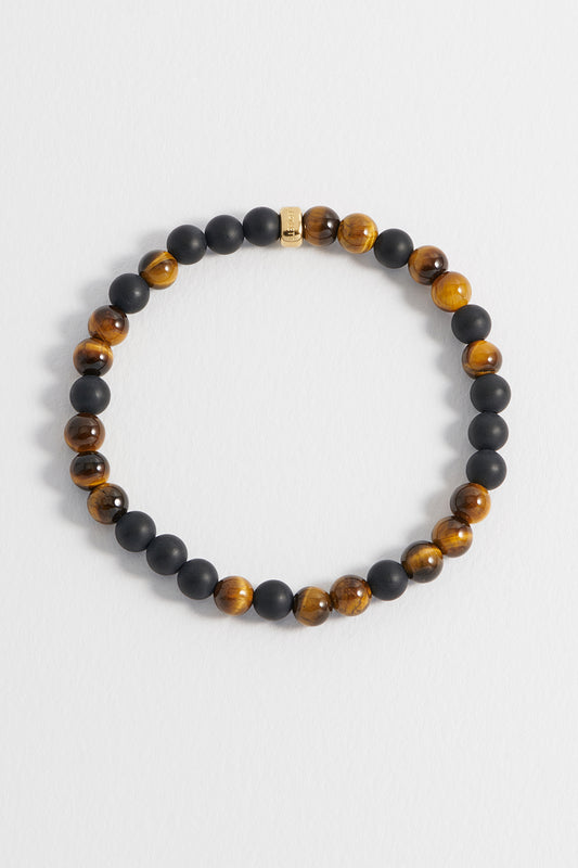 Men's Black Onyx And Tiger's Eye Bracelet