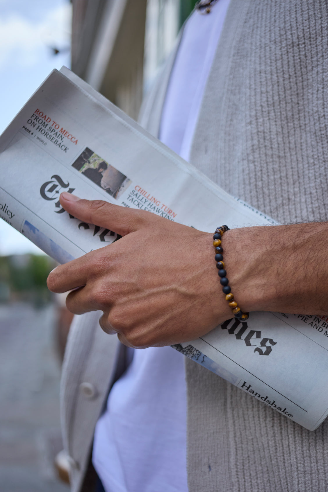Men's Black Onyx And Tiger's Eye Bracelet