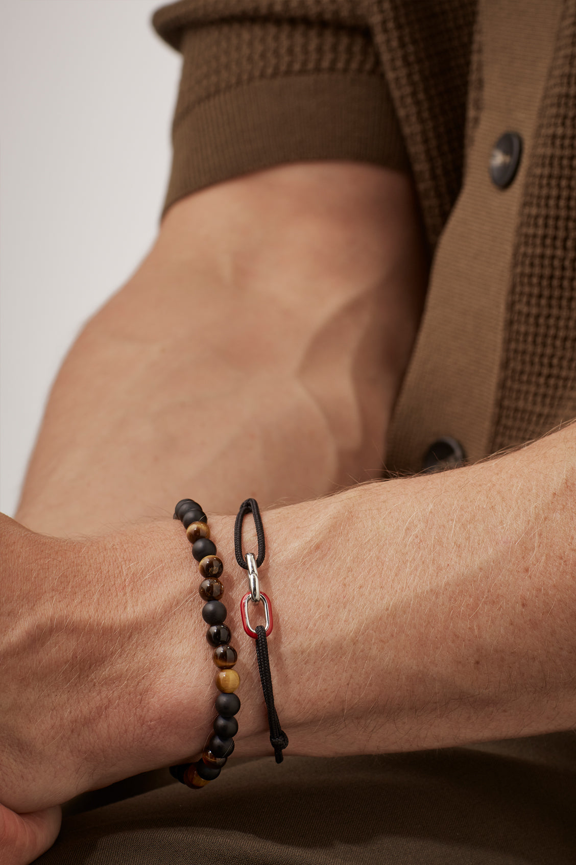 Men's Black Onyx And Tiger's Eye Bracelet