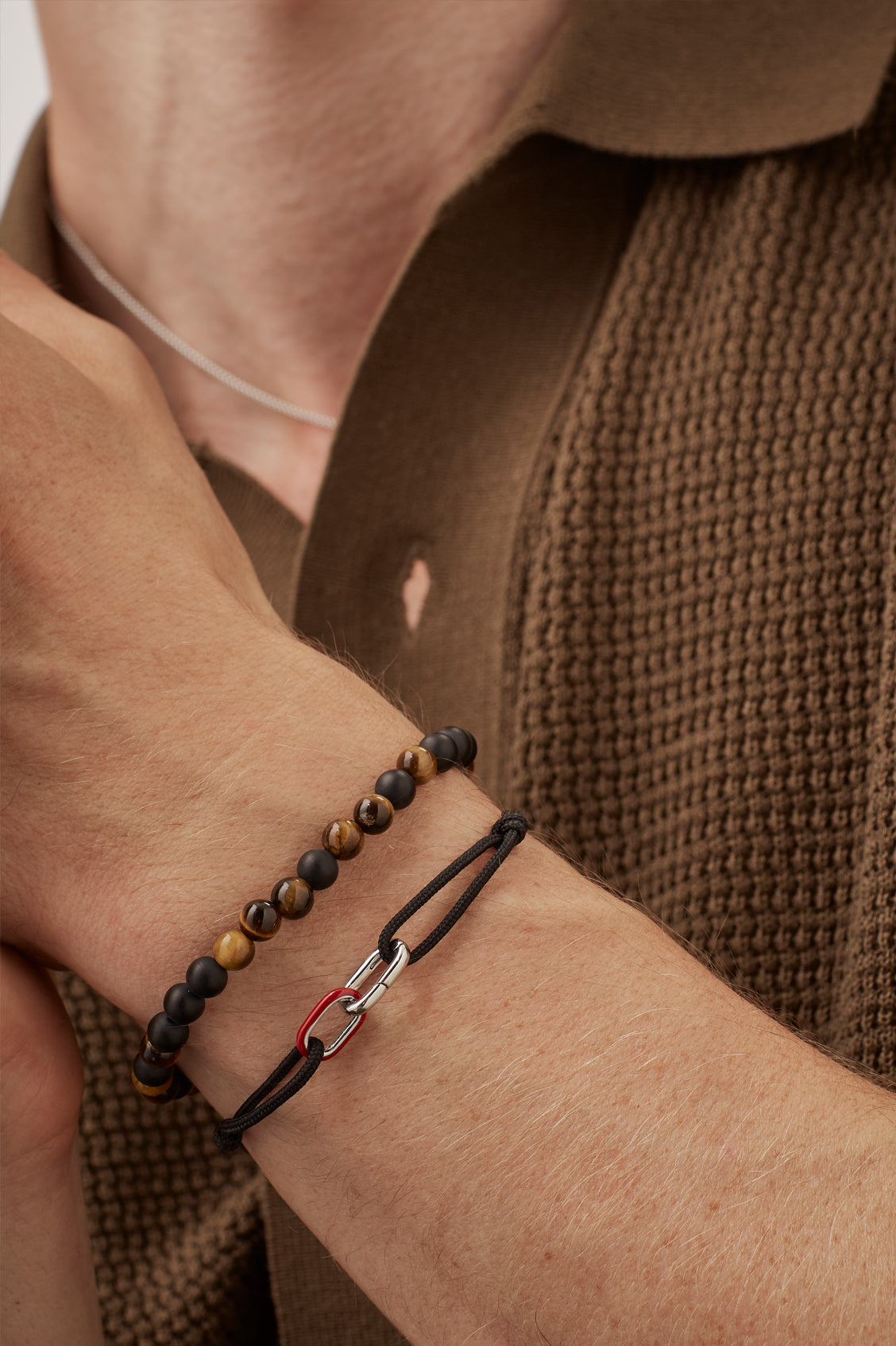 Men's Black Onyx And Tiger's Eye Bracelet
