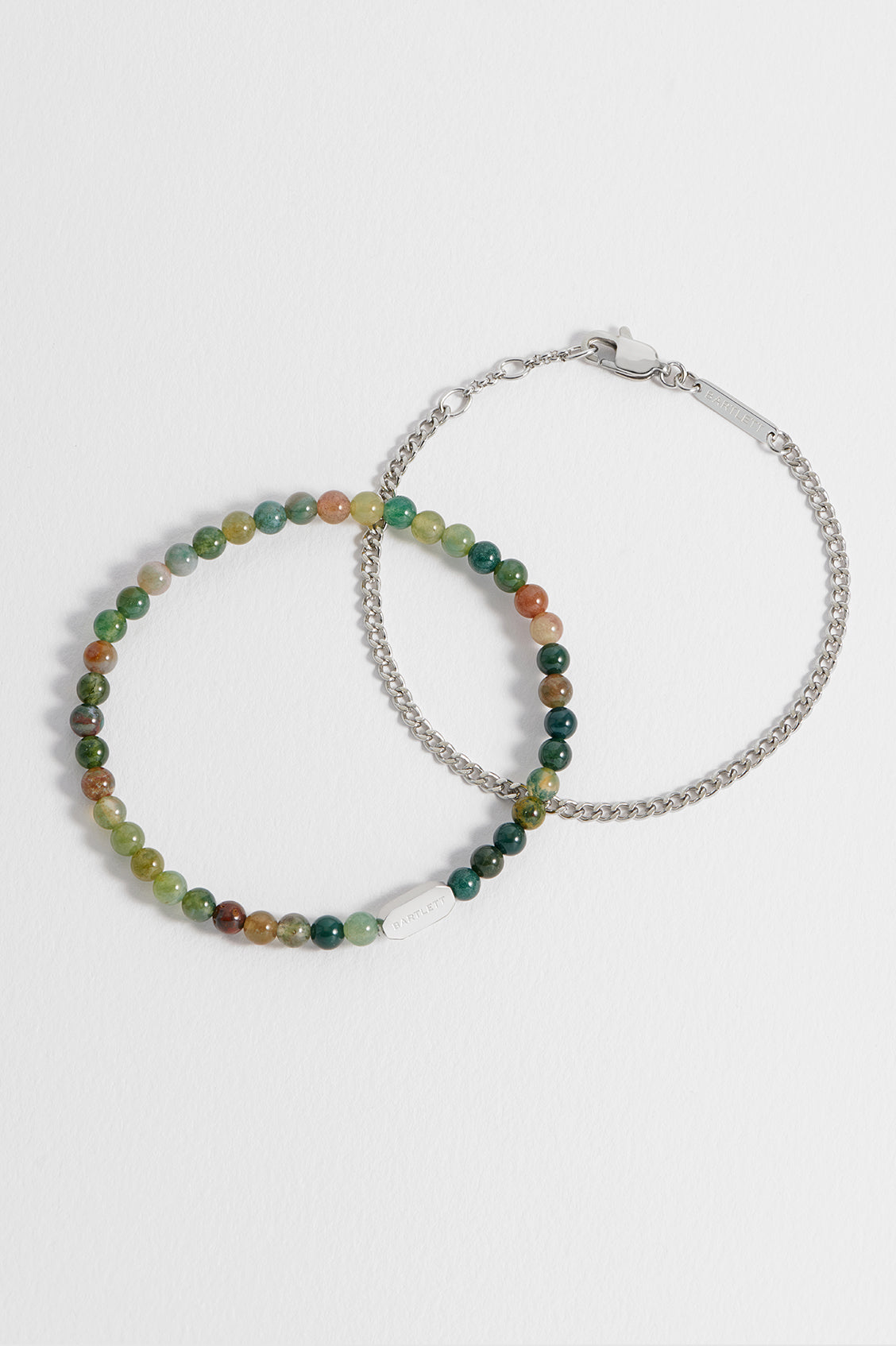 Men's Green Agate Duo Bracelet Set