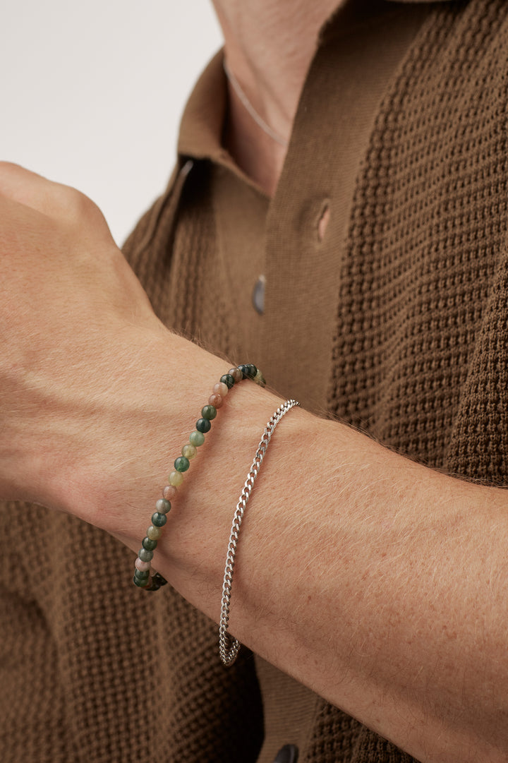 Men's Green Agate Duo Bracelet Set