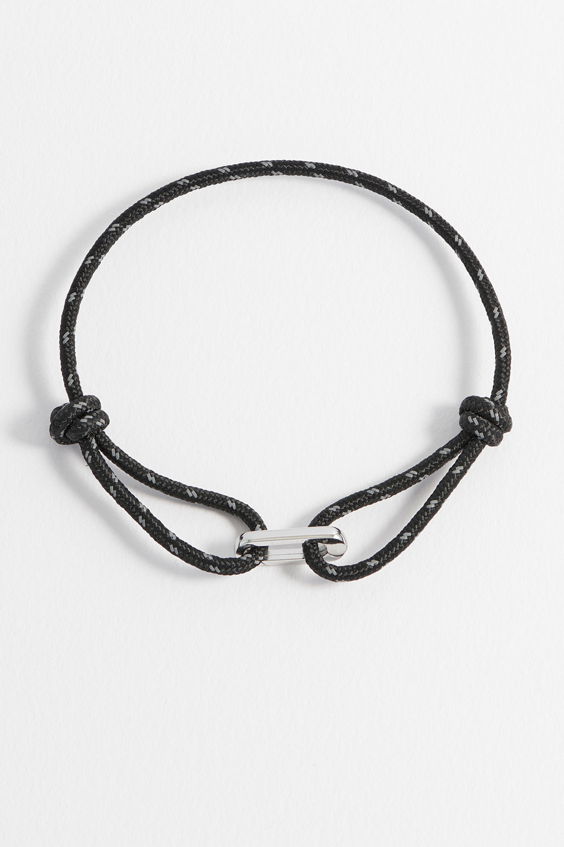 Men's Black And Grey Single Link Carabiner Cord Bracelet