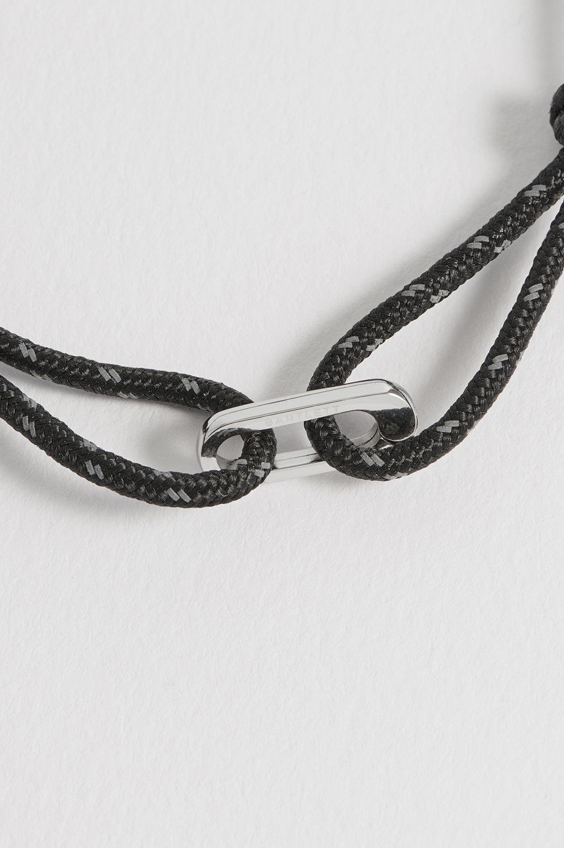 Men's Black And Grey Single Link Carabiner Cord Bracelet