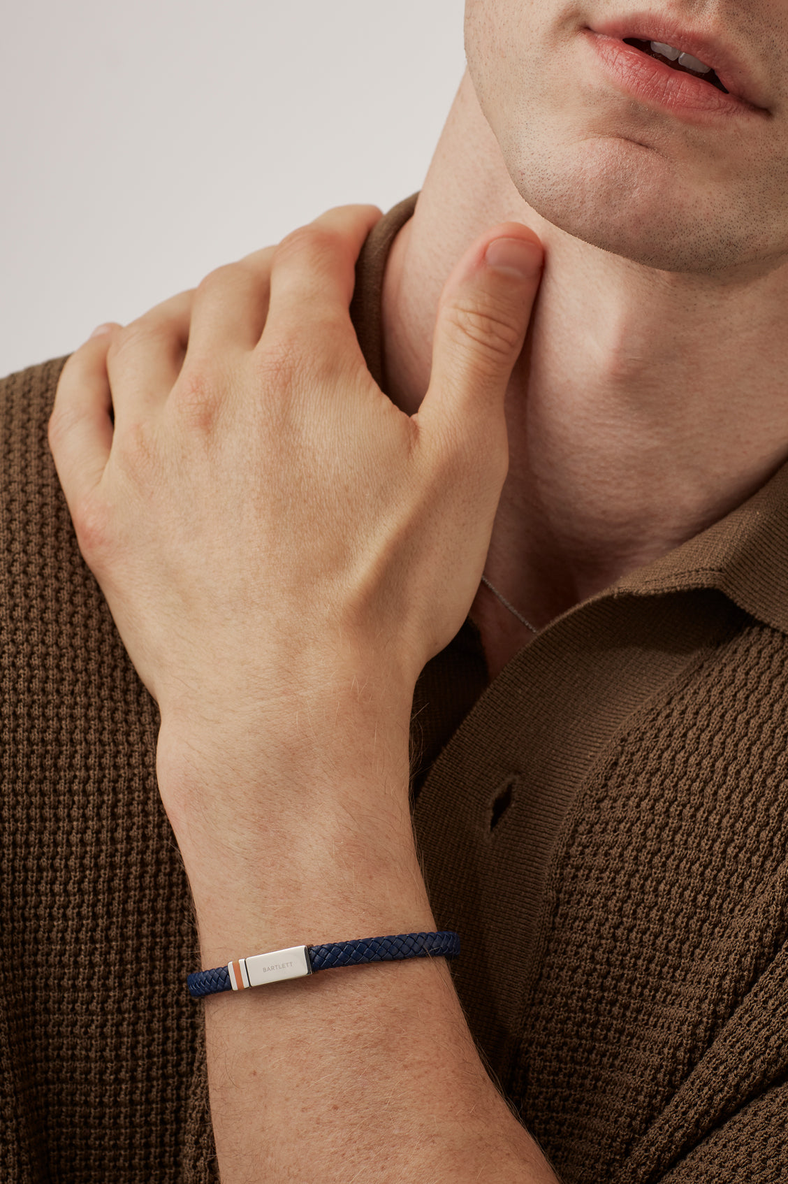 Men's Navy Wrap Bracelet With Enamel Detail