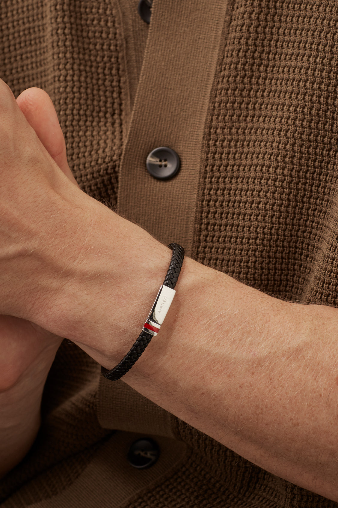 Men's Black Wrap Bracelet With Enamel Detail