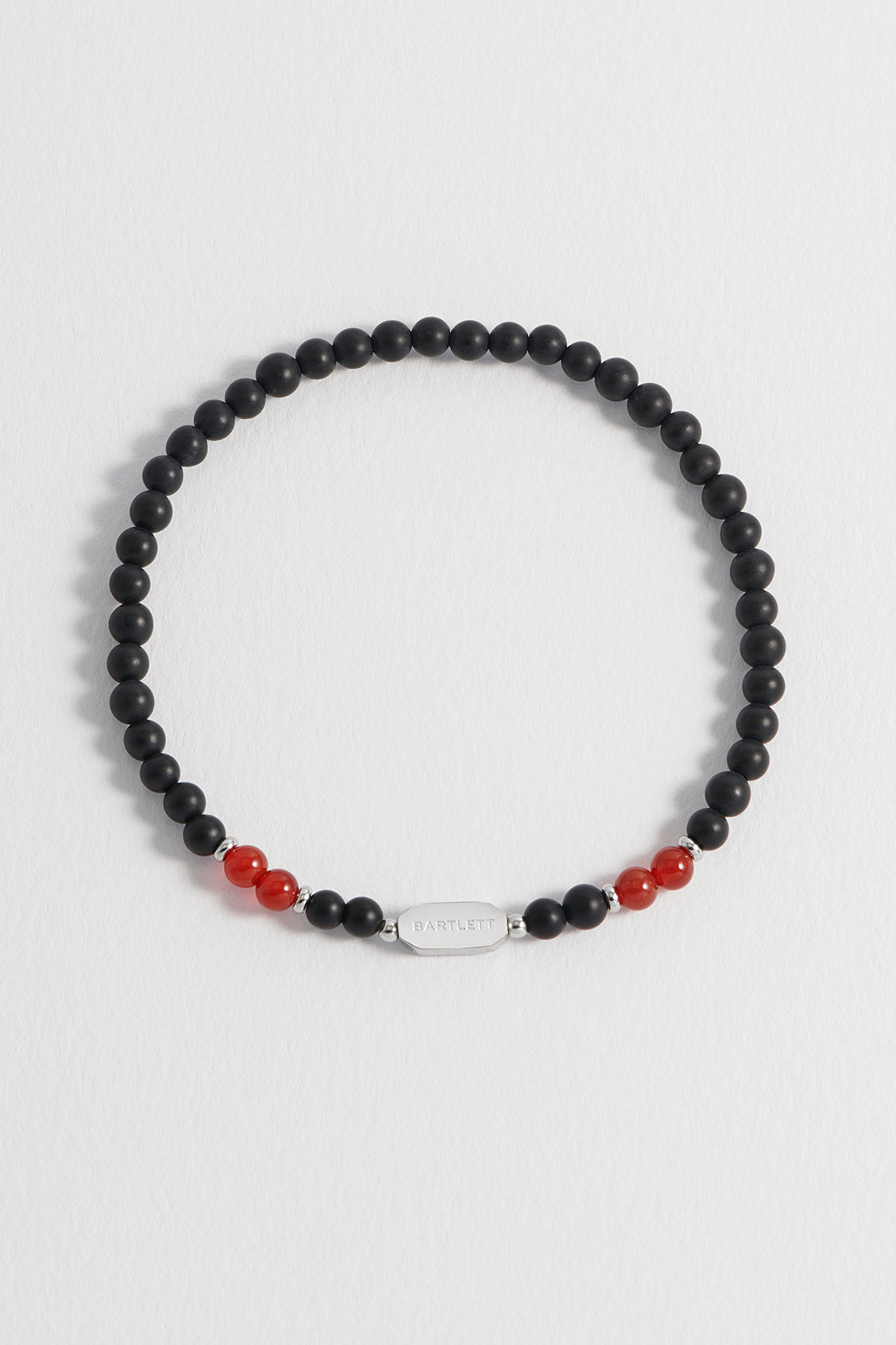Men's Black Onyx Bracelet With Red Agate Accent