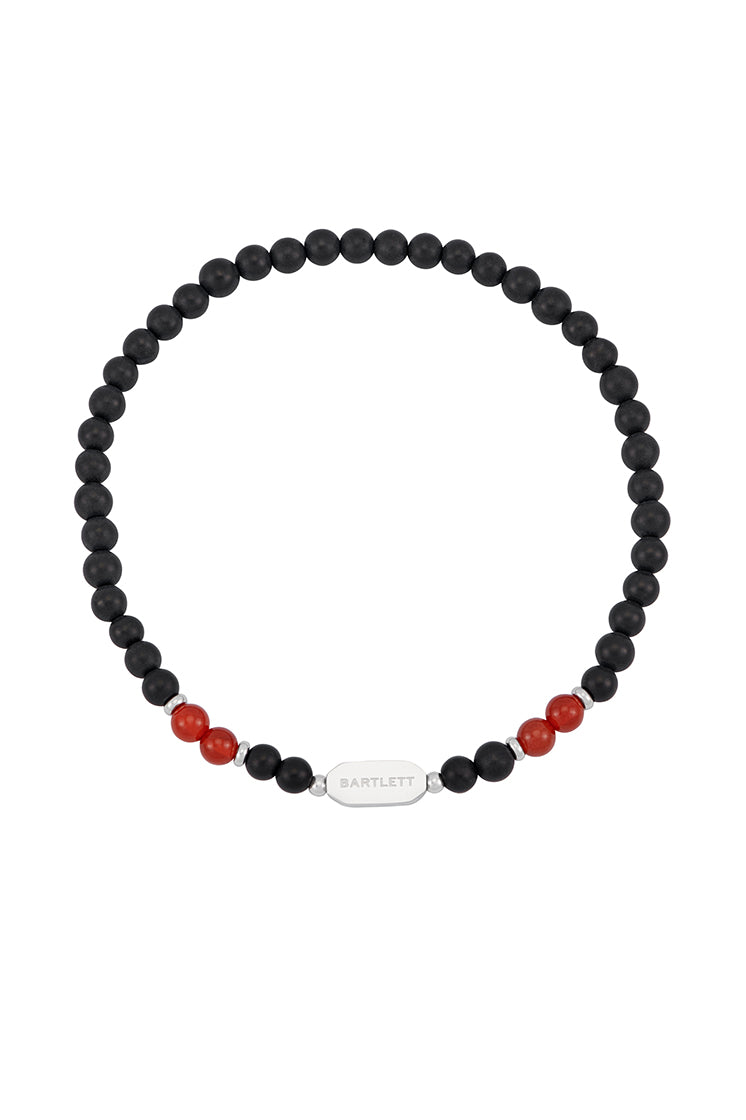 Men's Onyx Bracelet With Red Agate Accent | Bartlett London