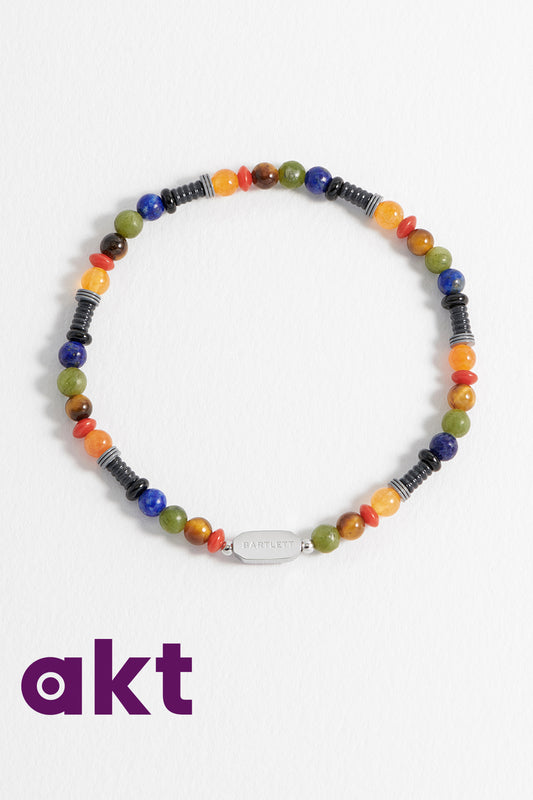 Men's Mixed Gemstone And Acrylic Beaded Bracelet