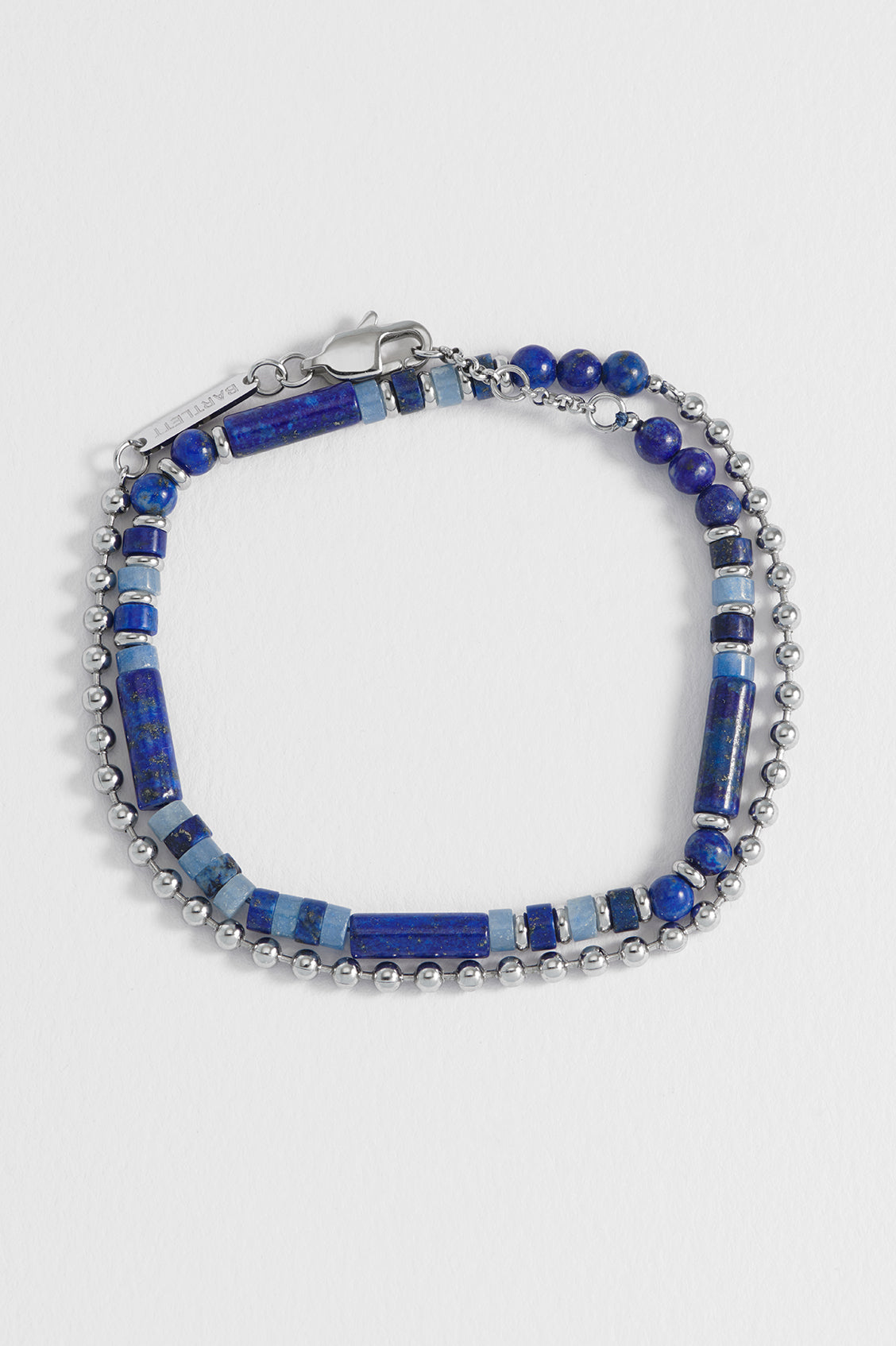 Men's Blue Gemstone Double Wrap Bracelet