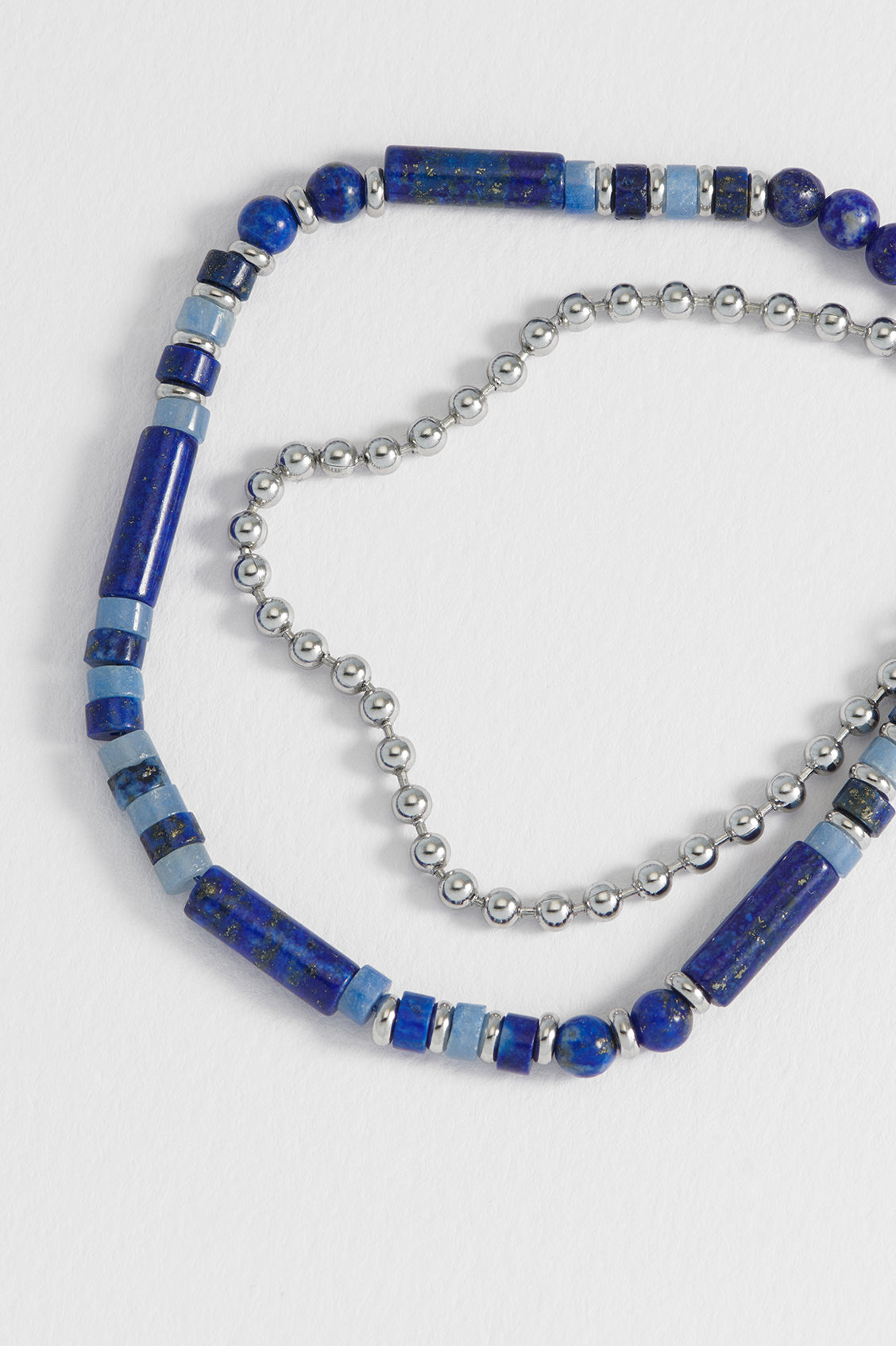 Men's Blue Gemstone Double Wrap Bracelet