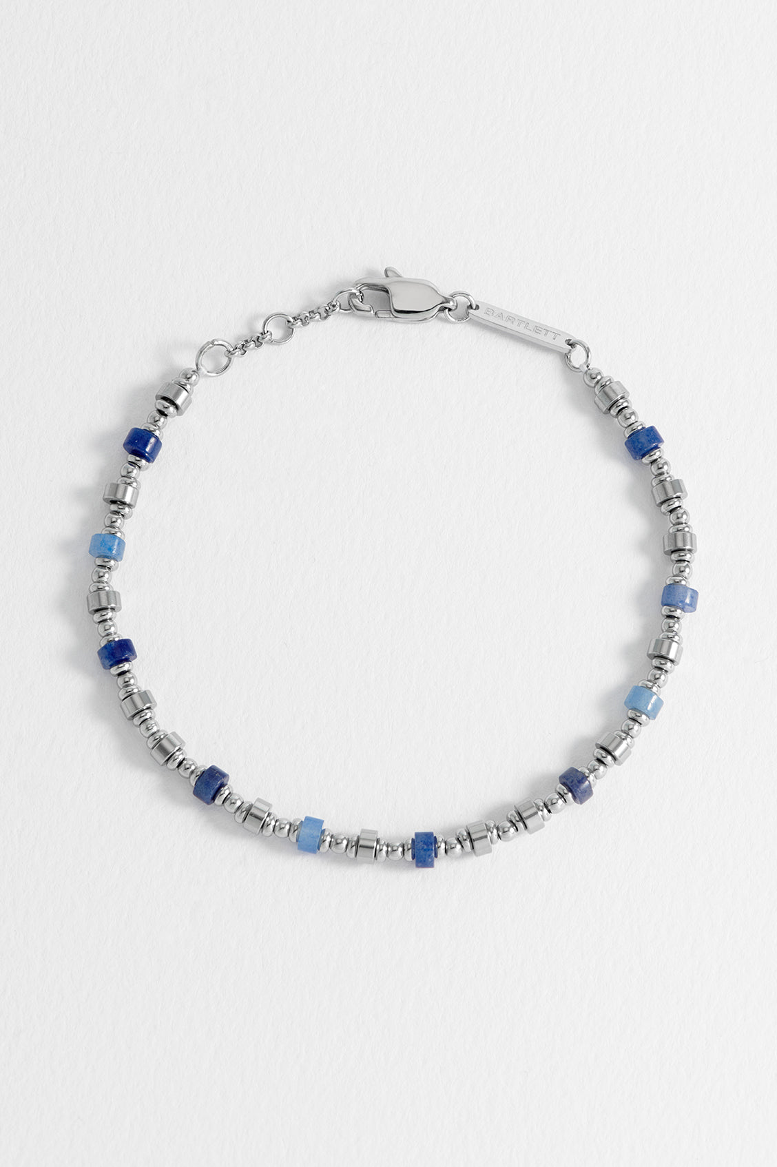 Men's Blue Gemstone and Metal Bead Bracelet