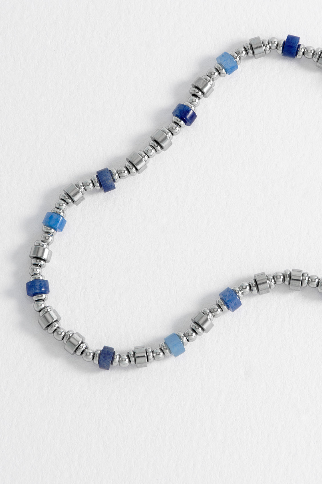 Men's Blue Gemstone and Metal Bead Bracelet