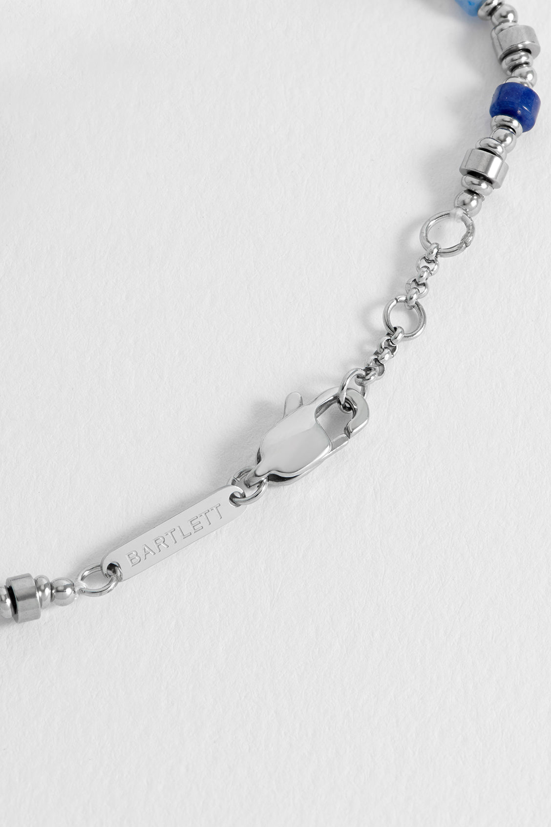 Men's Blue Gemstone and Metal Bead Bracelet