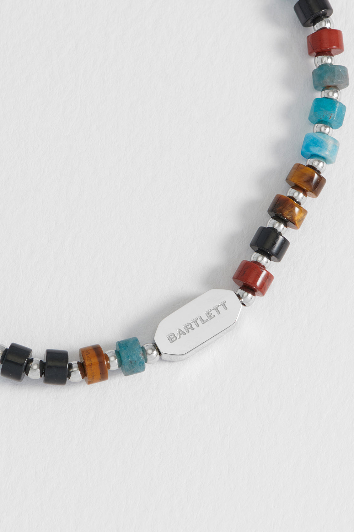 Men's Black, Brown and Blue Gemstone Rondelle Stretch Bracelet