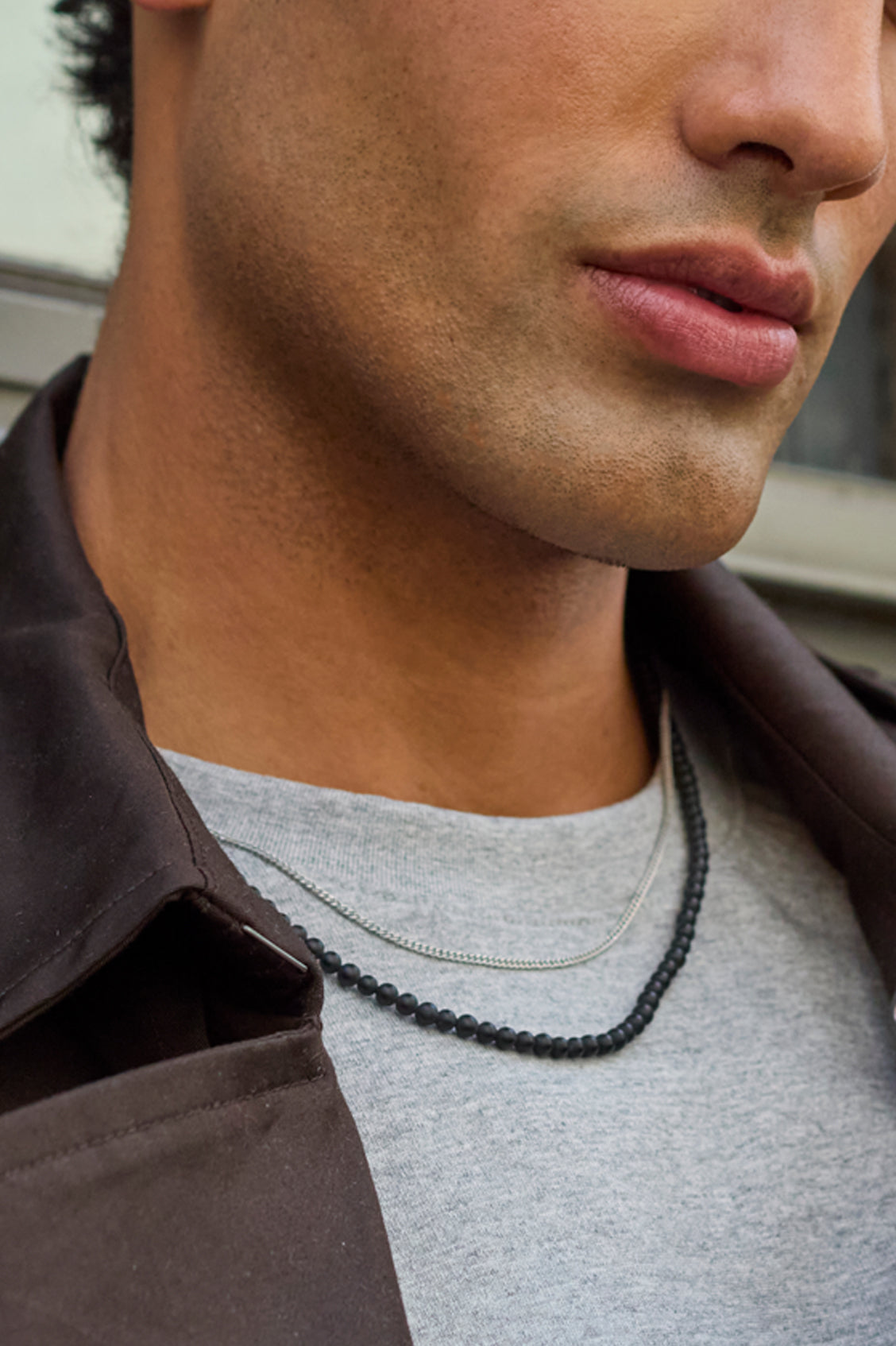 Men's Black Onyx Double Necklace