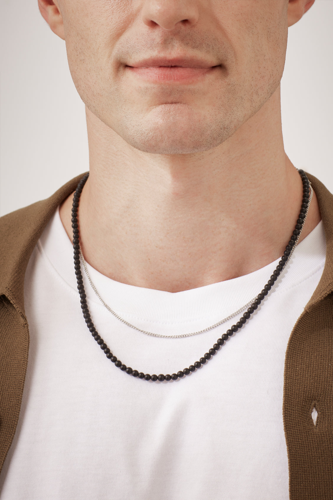 Men's Black Onyx Double Necklace