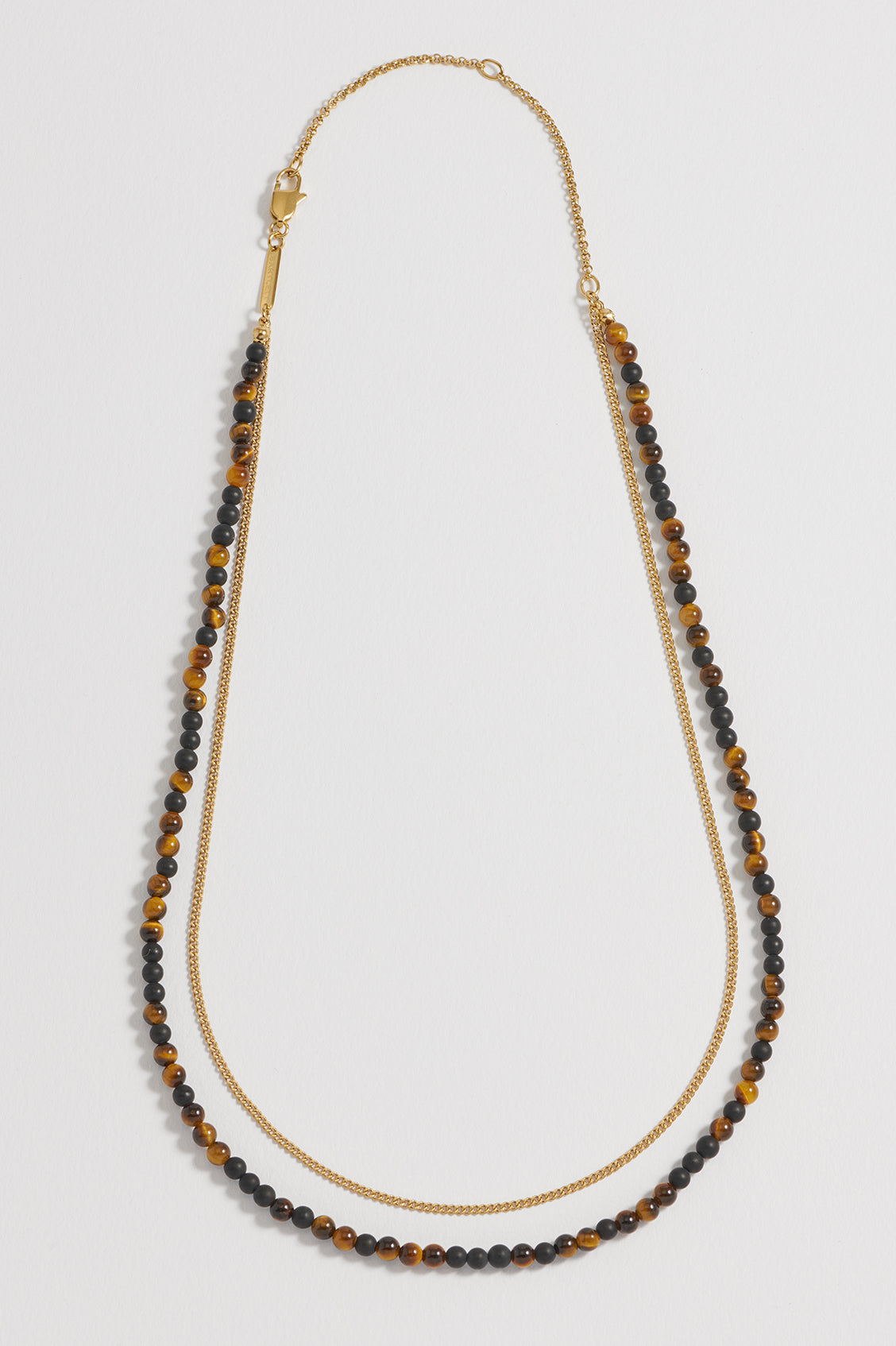 Men's Tiger's Eye And Black Onyx Double Necklace