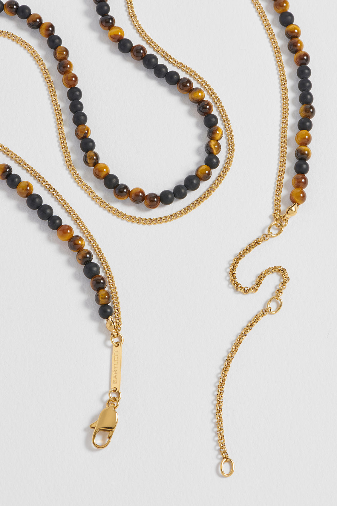 Men's Tiger's Eye And Black Onyx Double Necklace