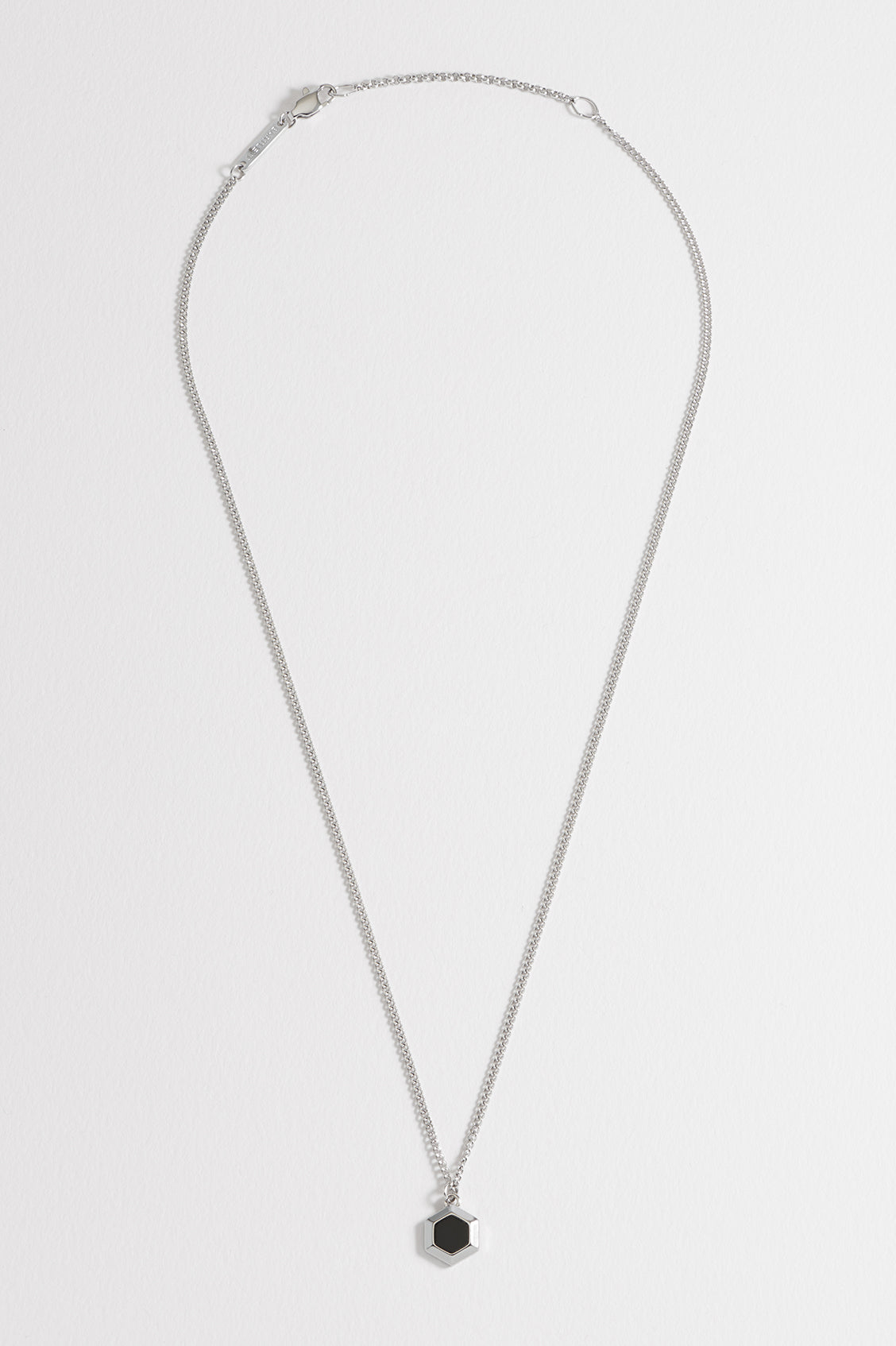 Men's Black Onyx Hexagon Curb Chain Necklace