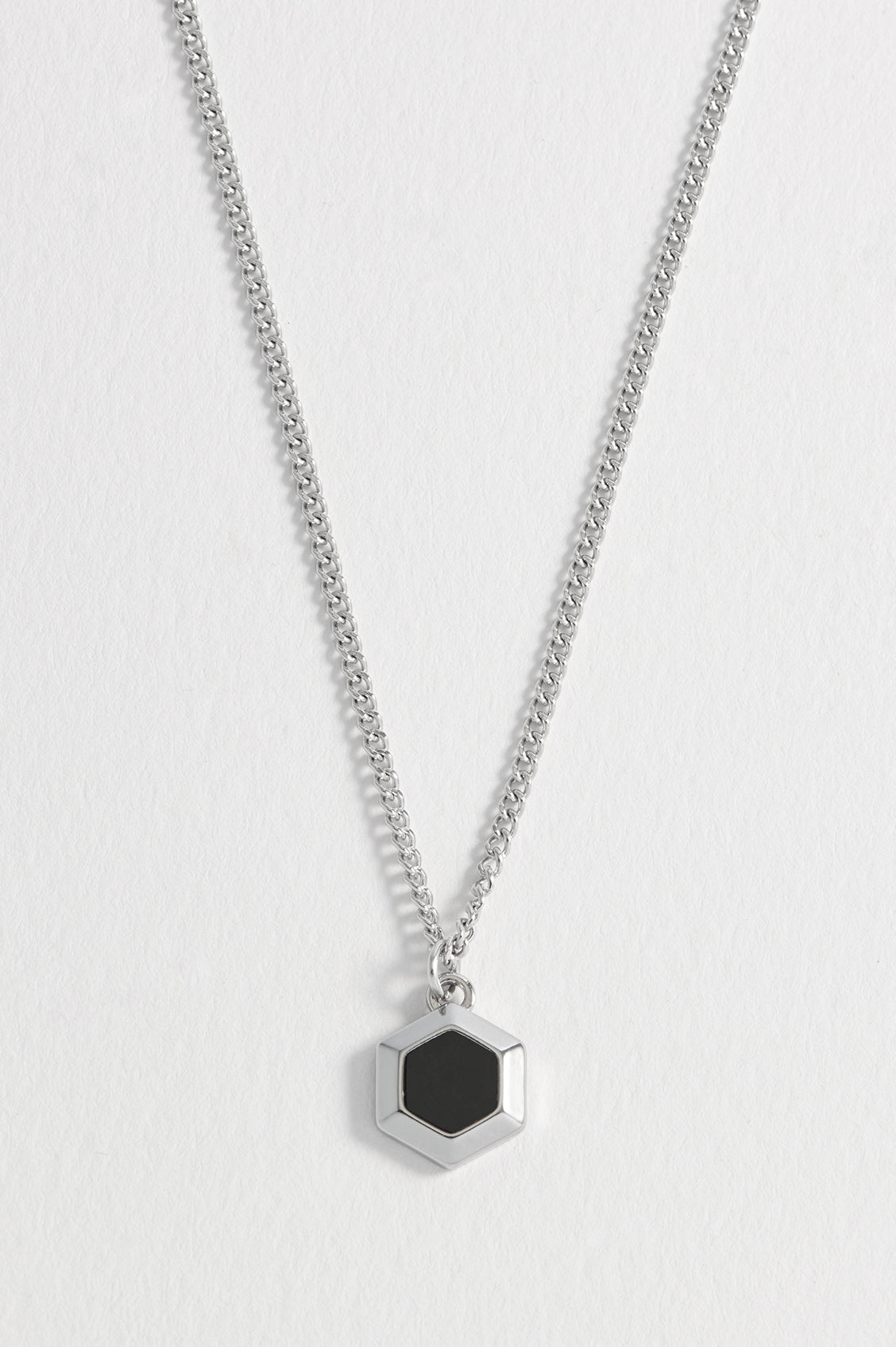 Men's Black Onyx Hexagon Curb Chain Necklace