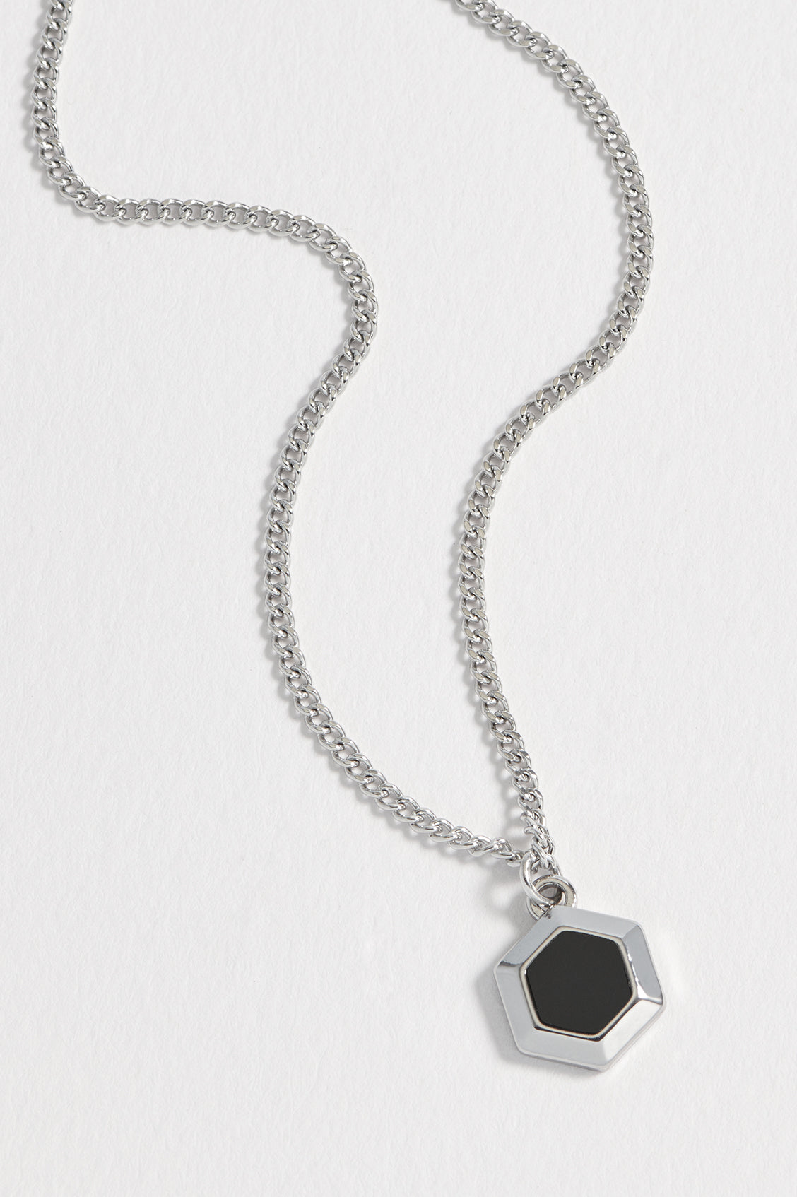 Men's Black Onyx Hexagon Curb Chain Necklace