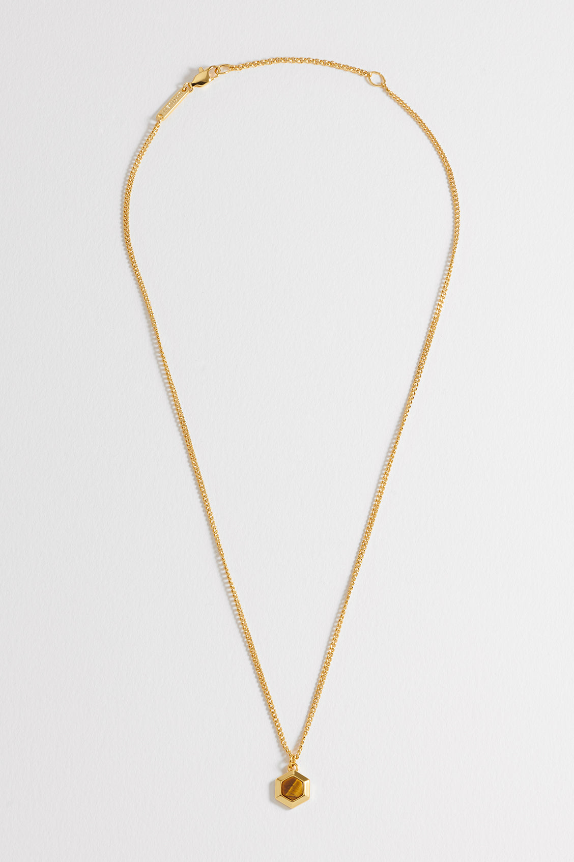 Men's Tiger's Eye Hexagon Curb Chain Necklace