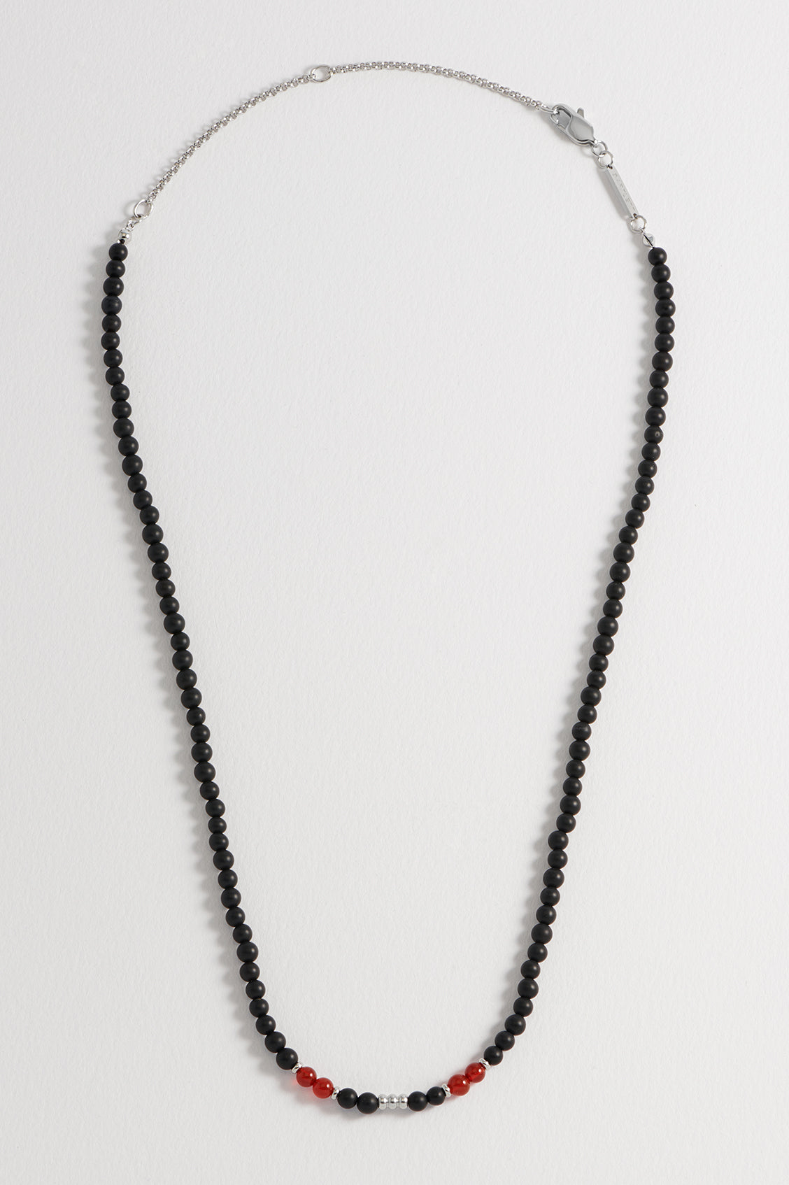 Men's Black Onyx Necklace With Red Agate Accent