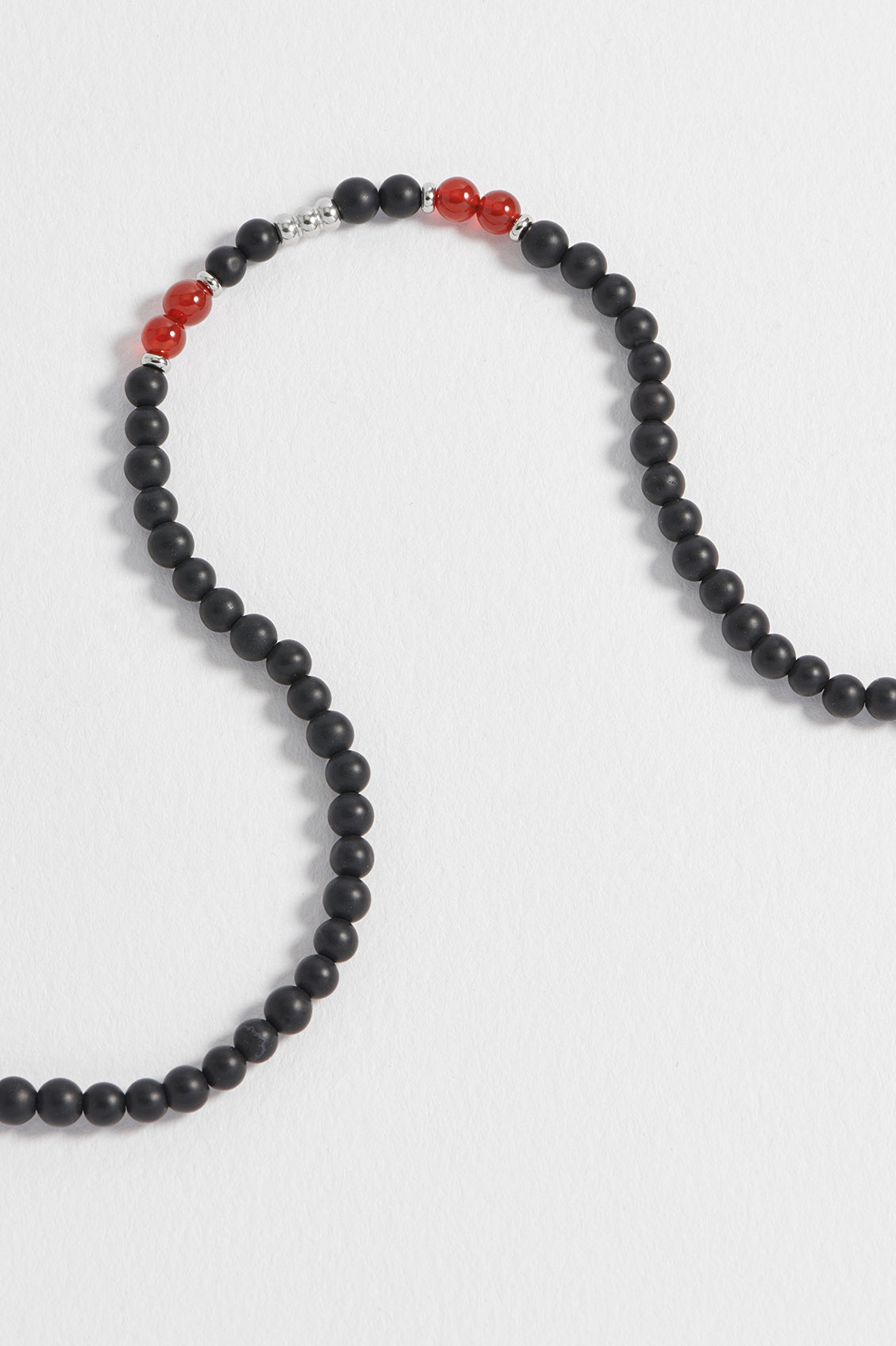 Men's Black Onyx Necklace With Red Agate Accent