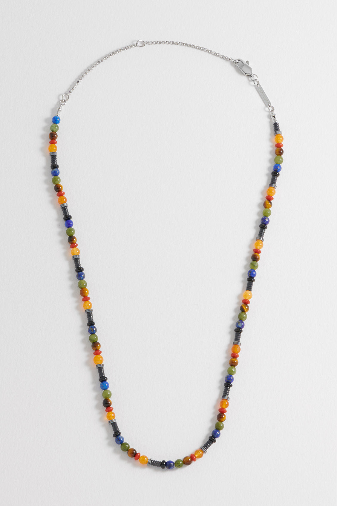 Men's Mixed Gemstone And Acrylic Beaded Necklace