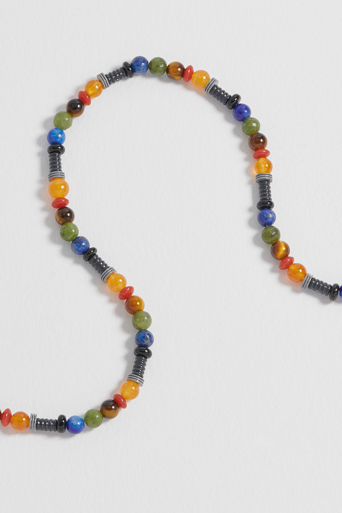 Men's Mixed Gemstone And Acrylic Beaded Necklace