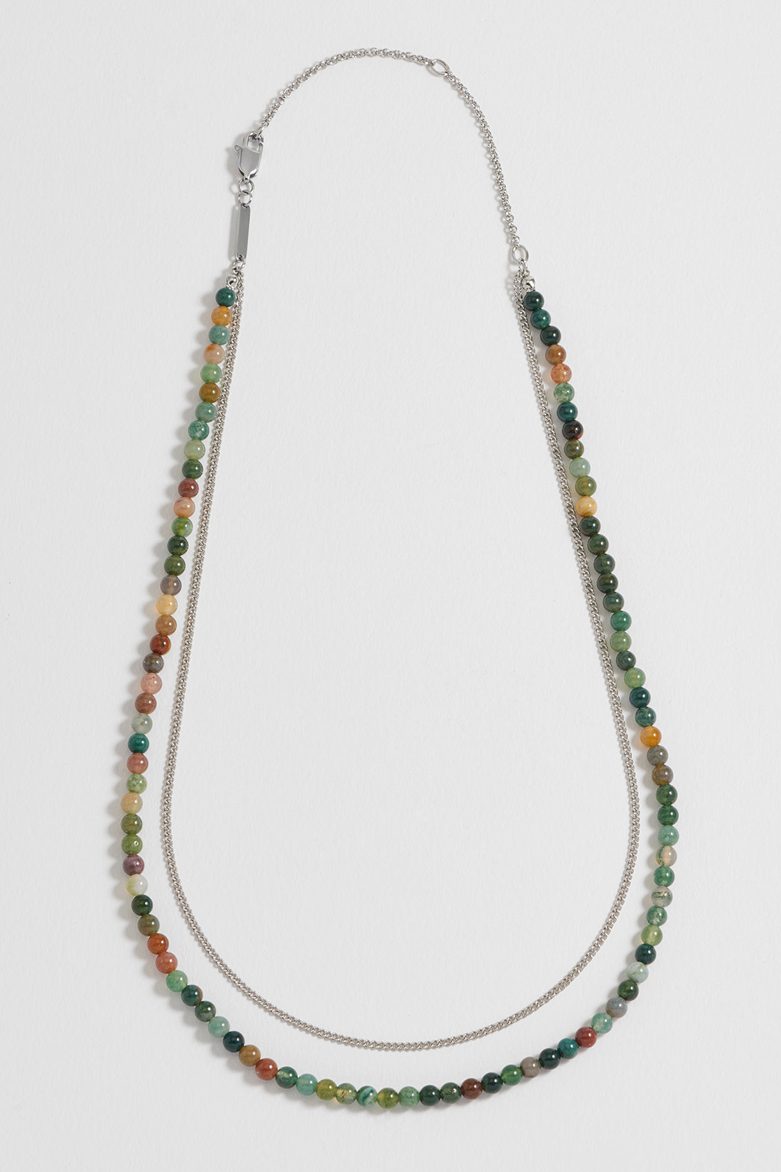 Men's Mixed Green Agate Double Necklace